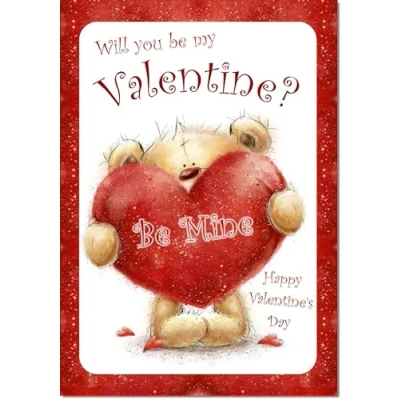 Image of doodlecards Valentine&#039;s Day Card Teddy Holding I Love You Heart Large A4 Size with Plain Envelope