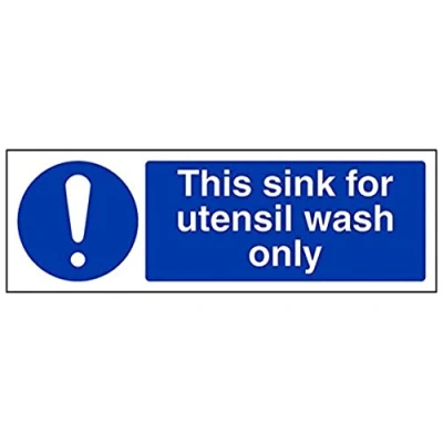 Image of VSafety This Sink For Utensil Wash Only Sign Landscape 300mm x 100mm 1mm Rigid Plastic