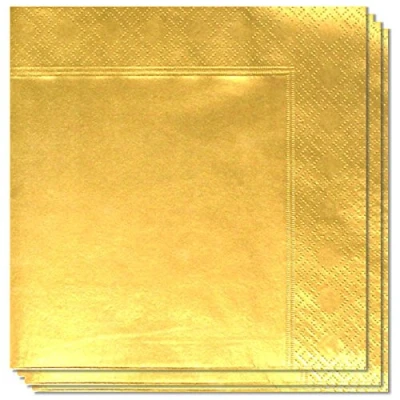 Image of PARTYRama Metallic Gold 2 Ply Napkins 33cm Pack of 100