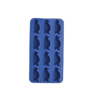 Image of BarCraft KCBCICEPENG Silicone Ice Cube Tray with Novelty Penguin Moulds, Blue, 26 x 12cm