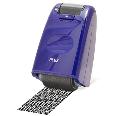 Image of PLUS Japan, Guard Your ID Camouflage Roller Stamp in Blue, 1 Piece Pack (1x Stamp)