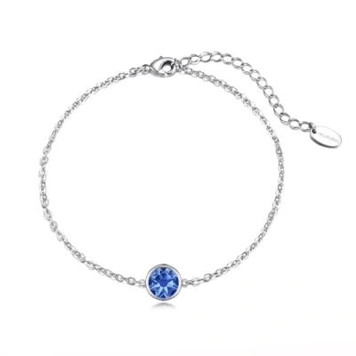 Image of Philip Jones Dark Blue Crystal Anklet Created with Zircondia® Crystals