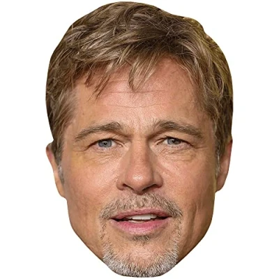 Image of Brad Pitt (Goatee) Celebrity Mask, Flat Card Face, Fancy Dress Mask
