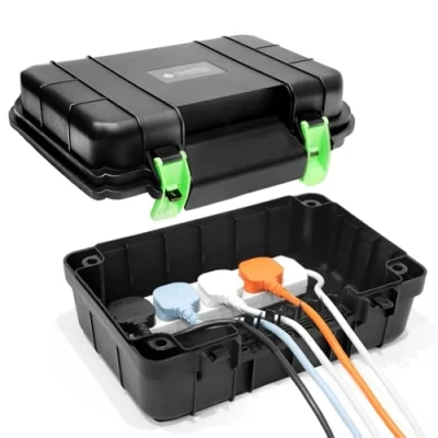 Image of Desiretech Weatherproof Outdoor Electric Box IP54 Rated, Heavy Duty Power Supply for Garden Tools, DIY, and Lighting