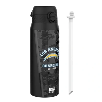 Image of Ion8 NFL Chargers Sports Thermal water Bottle with Removable Straw, 750ml/24oz, Leak proof Vacuum Insulated Drinking Bottle, Easy to Open, Secure Lock, Dishwasher Safe, Flip Cover, Metal