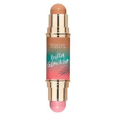 Image of Physicians Formula, Butter Glow &amp; Go Dual Ended Multiuse Stick, Two Vibrant Shades to Use as Blush, Bronzer, Eyeshadow and Lip Color, Beachy Pink