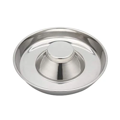 Image of STAINLESS STEEL 34cm Puppy Slow Feed Bowl Anti Bloat Feeder Gulp Dog Weaning Share Dish Metal