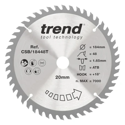 Image of Trend Wood Cordless Circular Saw Blade 184mm x 20mm 48T