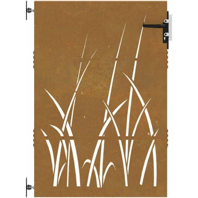 Image of vidaXL Garden Gate 85x125 cm Corten Steel Grass Design