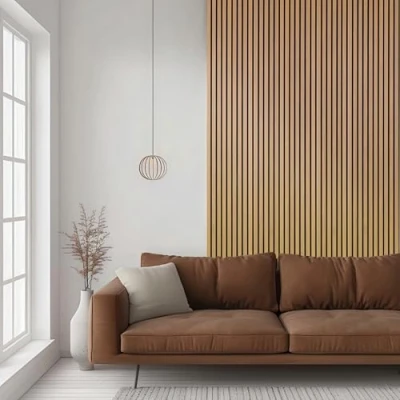 Image of DecorAndDecor Acoustic Slat Wood Wall Panel and Ceiling Panelling Decorative 3D MDF 120 x 60 Oak