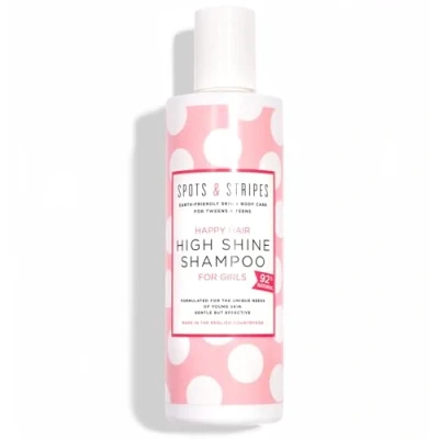Image of Spots &amp; Stripes Happy Hair High Shine Shampoo for Girls, 92% Natural Kids Shampoo, Leaves Smooth, Sweet Smelling and Shiny, Sulphate Free (250ml)