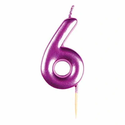 Image of amscan 9911839 Met Pink Numerical Candle 6