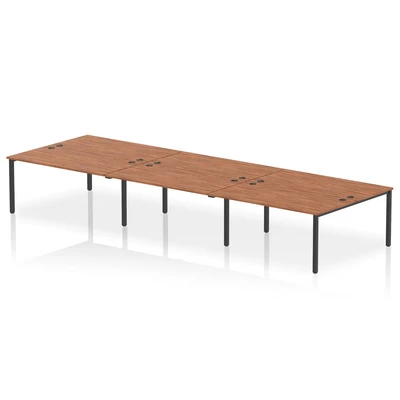 Image of Impulse Bench B2B 6 Person 1600 Black Frame Office Desk Walnut