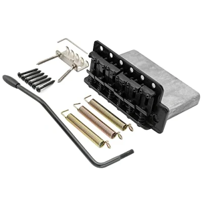 Image of Musiclily Pro 56.5mm Vintage Tremolo Bridge Steel Saddles for Fender American Strat Electric Guitar, Black