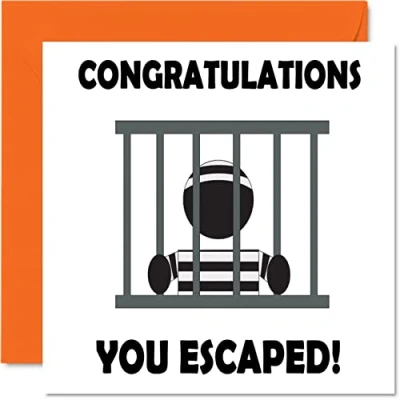 Image of Leaving Gifts for Colleagues Women Men Congratulations You Escaped! Sorry Your Good Luck In New Job Card, 145mm x Greeting Cards, Funny Card