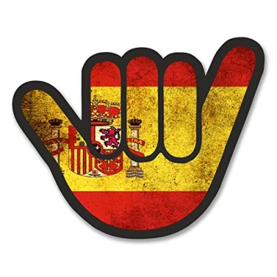 Image of 2 x 10cm Spain Spanish Flag Shocker Hand Vinyl Sticker Decal Travel Car #6175 (10cm Wide 8cm Tall)