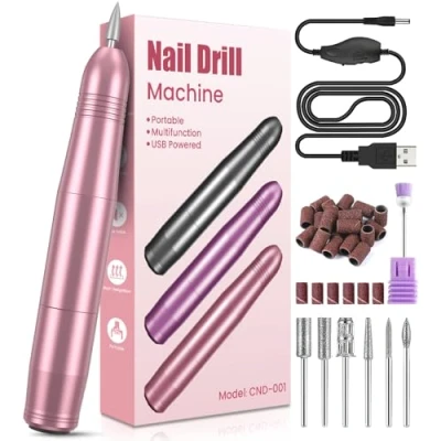 Image of Electric Nail File, Drill for Gel Nails Professional, Adjustable Speed 20000RPM, Portable Machine E File Acrylic Nail, Manicure Set Women Girls Mum Care Gifts