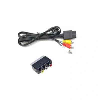 Image of CHILDMORY Compatible for 1.8M/6ft AV Cable TV RCA Composite with 3RCA To Scart Adapter N64 SNES Gamecube Console