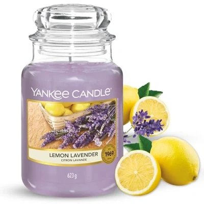 Image of Yankee Candle Scented Lemon Lavender Large Jar Long Burning Candles: up to 150 Hours Perfect Gifts for Women