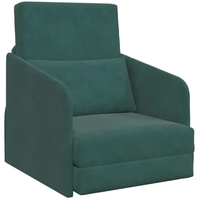Image of vidaXL Floor Sofa Bed 2 in 1 Dark Green 65x80x83 cm Velvet