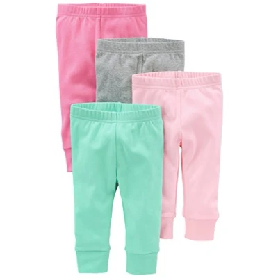 Image of Simple Joys by Carter&#039;s Baby Girls&#039; 4 Pack Pant, Mint Green/Pink/Grey, 6 9 Months (Pack of 4)