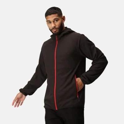 Image of Regatta Professional Men&#039;s Lightweight Navigate Full Zip Fleece Black Classic Red, Size: 3XL