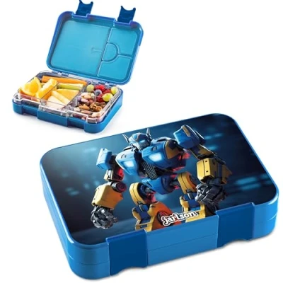 Image of Jarlson® Children&#039;s Lunch Box with Compartments Toni Bento Leak Proof for Nursery and School Girls Boys Snack (Robot)