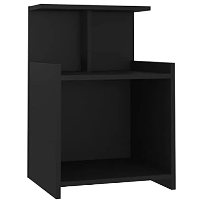 Image of vidaXL Bed Cabinet Chipboard Nightstand Drawer Storage End Bedside Table Shelf Telephone Stand Living Room Bedroom Furniture Black