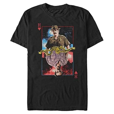 Image of Stranger Things Men&#039;s Hopper Card Short Sleeve T Shirt, Black, XXL