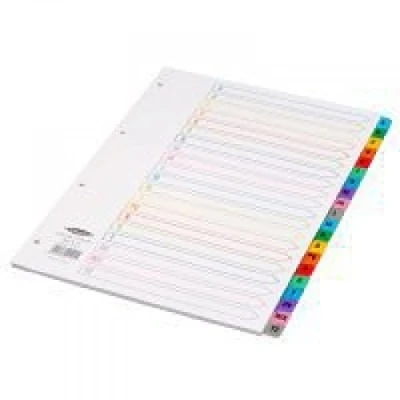 Image of Pukka Pad A4 Mylar Dividers Alphabetised and Colour Coded Tabs with 4 Hole Punch Compatibility 1 Pack of 20 Dividers, Letters A Z