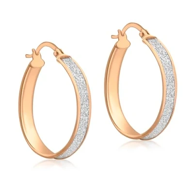 Image of Carissima Gold Women&#039;s 9 ct Rose 23 x 26 mm Stardust Creole Earrings