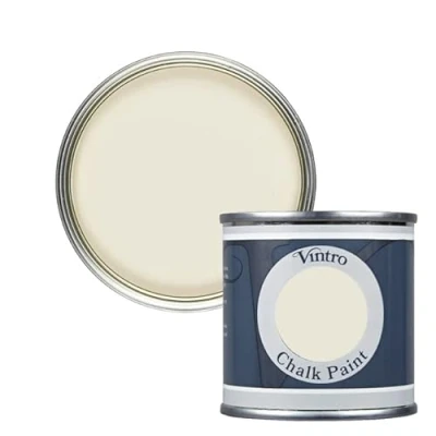 Image of Vintro Paint Cream Chalk Furniture Shabby Chic Ultra Matt Finish 125ml (125ml, Ermine Cream)