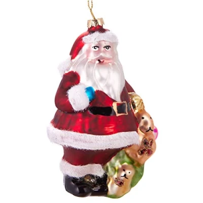 Image of BRUBAKER Father Christmas with Presents Hand Painted Glass Bauble Mouthblown Tree Ornaments Figures Funny Decoration Pendant Ball 5 inches (12.5 cm)