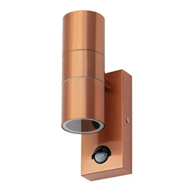 Image of LITECRAFT Kenn Up &amp; Down Outdoor GU10 Wall Light with PIR Motion Sensor (Copper)