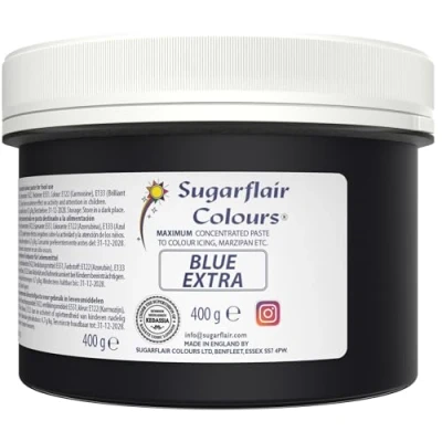 Image of Sugarflair Blue Extra Food Colouring Paste, Maximum Concentrated for Buttercream, Sugar Royal Icing, Cake Mixes and More! Vibrant Colour Dye 400g