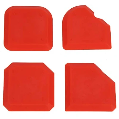 Image of Glass Scraper Silicone Sealant Remover, Smoother Finisher, Cleaner Caulking Tool Kit, 4 Pack