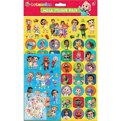 Image of Paper Projects 01.70.22.037 CoComelon Mega Sticker Pack Official Licensed Product Reusable on Non Porous Surfaces, Multicoloured, 35cm x 23cm