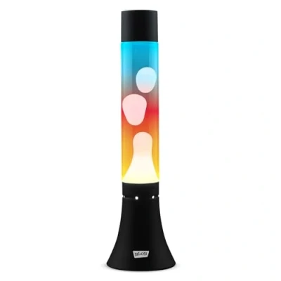 Image of Blob Lamps® Sunset Liquid Motion Lamp Modern Matt Black Metal White Wax Multi Coloured Glass 14.5&quot; Mood Light