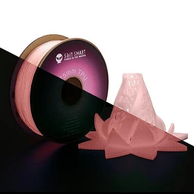 Image of SainSmart 540GPK Flexible TPU 3D Printing Filament, Glow in The Dark, Luminous Pink, 1.75 mm, 1 kg, Dimensional Accuracy +/ 0.04 mm