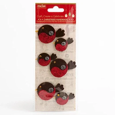 Image of Italian Options Felt Robins Christmas Craft Decoration Festive Card Making (Pack of 6)