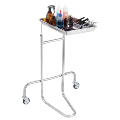 Image of VEVOR Stainless Steel Utility Single Tray, Mobile Medical 2 Silent Wheels, Rolling Cart for Lab, Clinic, Hospital, Salon, Steel, 21.65 x 25.98 (310.94 539.77) in