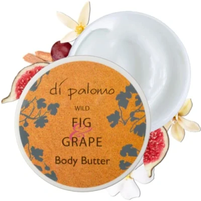 Image of Di Palomo Wild Fig &amp; Grape Body Butter 200ml. Moisturiser Lotion. Shea with Skin Care. Vegan for Women Women. Gifts.