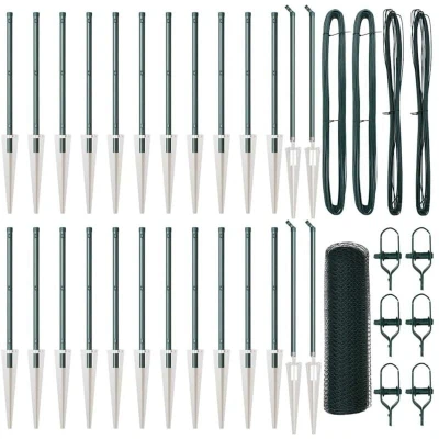 Image of vidaXL Hexagon Fence Green 1x50 m Steel