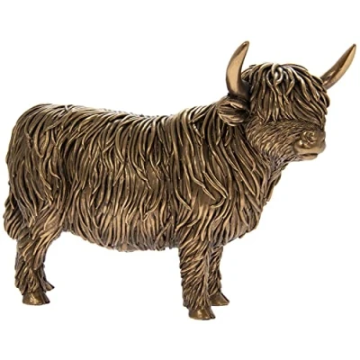 Image of The Leonardo Collection Figurine, Resin, Reflections Bronzed Highland Cow, One Size