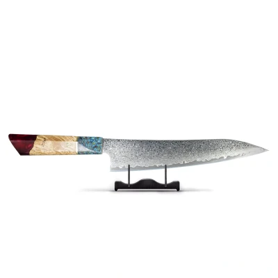 Image of Cuchillo cocinero japonés damasco 23cm Ruby Epxoy Jewels