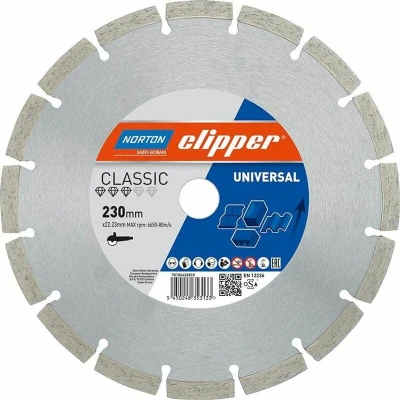 Image of Norton Clipper 70184626810 &quot;Classic UNI&quot; Diamond Blade, 0 V, Grey/Silver, 230 x 22.23 mm