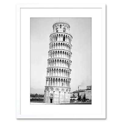 Image of Wee Blue Coo Photo Architectural Leaning Tower Pisa Cool Framed Wall Art Print