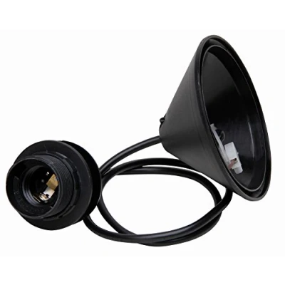 Image of Kopp Cord Pendant for Lampshades, 11 cm Ceiling Canopy with Strain Relief and Approx. 216905049 55 Cable H03VV F2 x 0.75 mm2 ISO E27 Socket Umbrella Support Ring Black