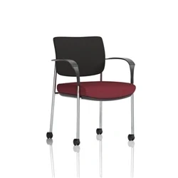 Image of Brunswick Deluxe Black Fabric Back Chrome Frame Seat Chilli + Arms