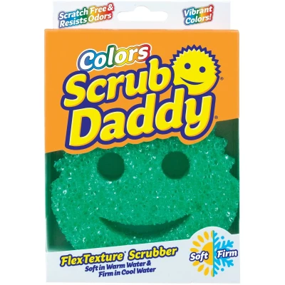 Image of Scrub Daddy Colors, Sponge Scrubber, Dish Sponges for Washing Up, Texture Changing Non Scratch Scourers, Cleaning Products Kitchen &amp; Bathroom, Odour Resistant, Dishwasher Safe, Blue